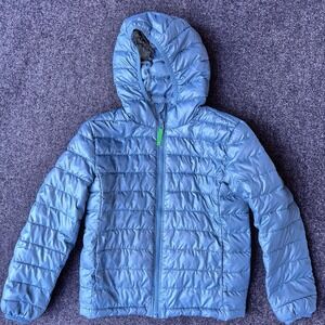 Primary Blue Full Zip Hooded Puffer Jacket Coat Kids Size 8/9